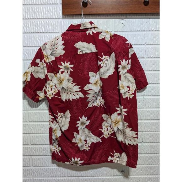 Pacific Legend Men's Sz L Hawaiian Shirt - Red Hibiscus Floral Print - Picture 3 of 6